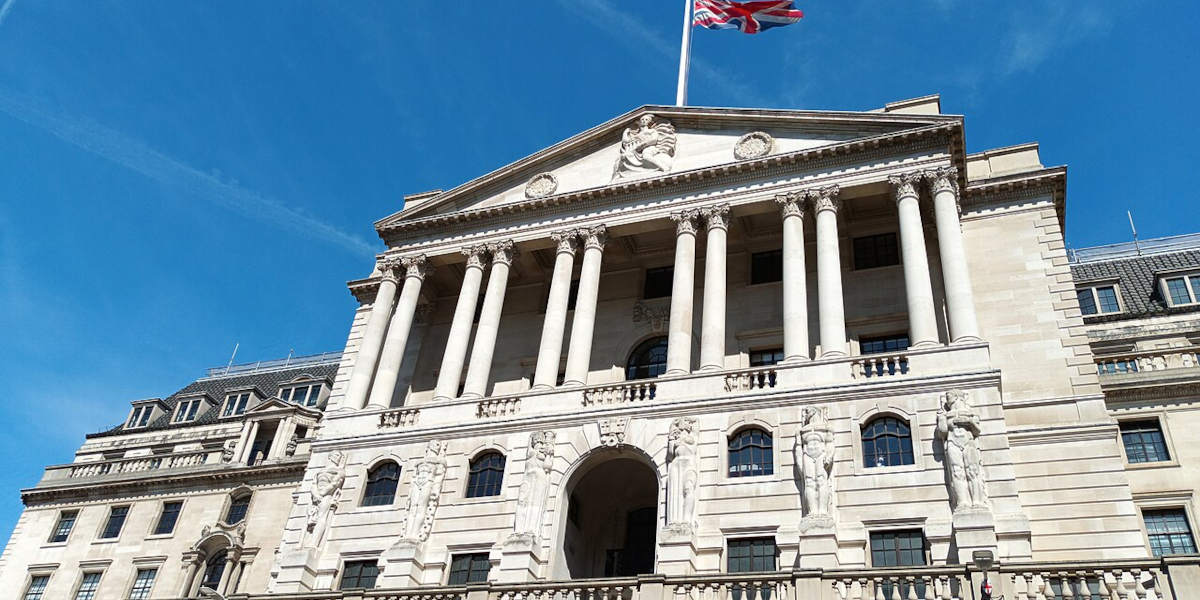A photograph of the exterior of the Bank of England