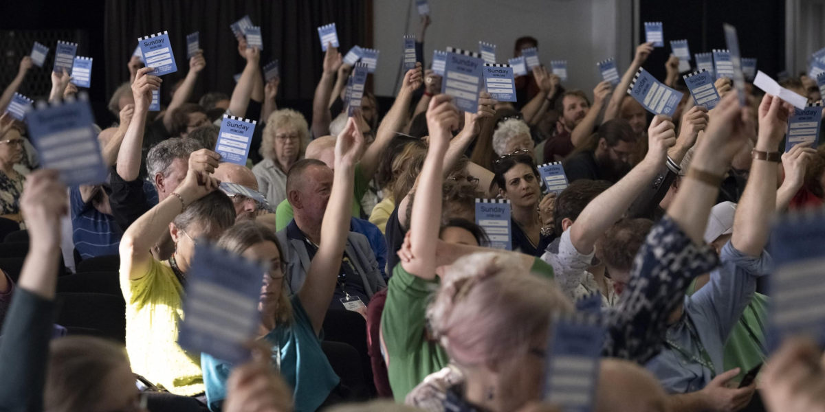 Green Party members in a show of hands