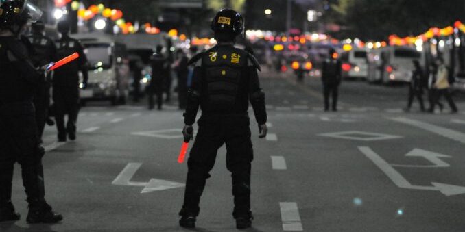 Riot police on the street
