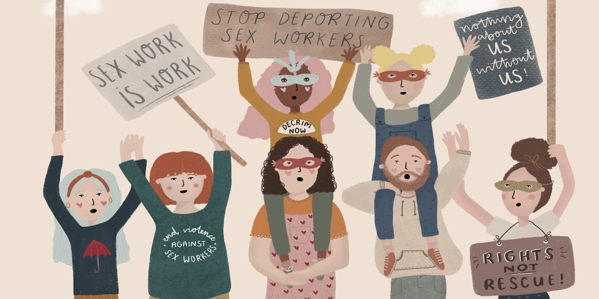 Sex workers rights protest illustration