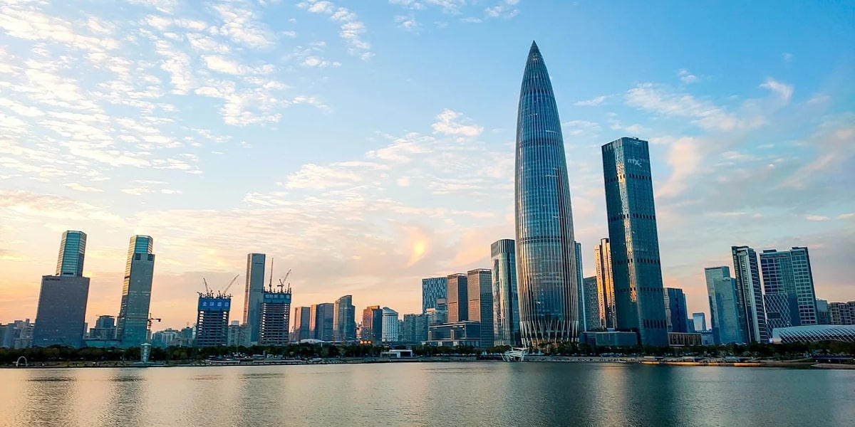 Photo of Shenzhen's skyline across a body of water