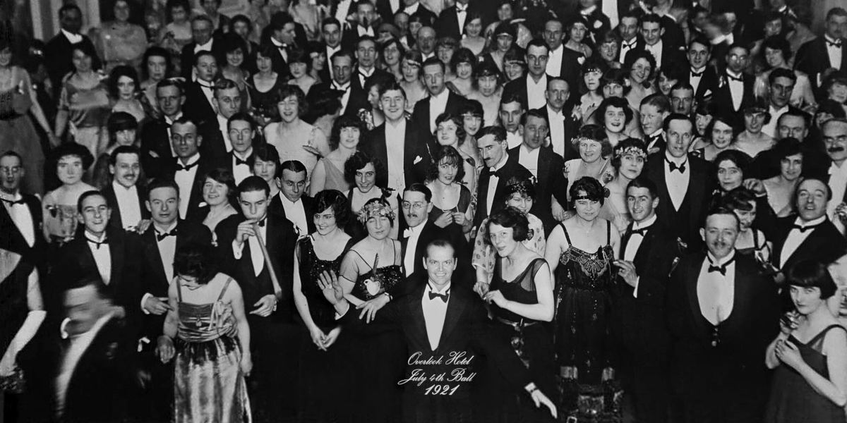 The black and white photograph of the ballroom from the 1980 film The Shining